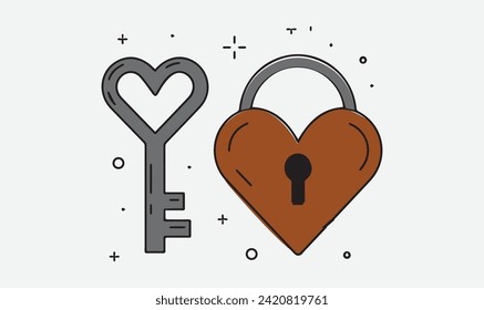 Heart Lock, Key and Lock, Shape, Heart