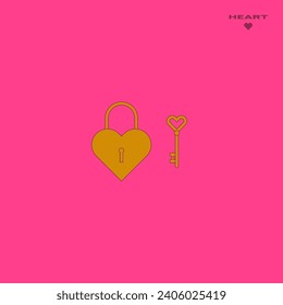 Bloqueo cardíaco y llave. Un símbolo del corazón. Señal del corazón del vector. Símbolo de amor.