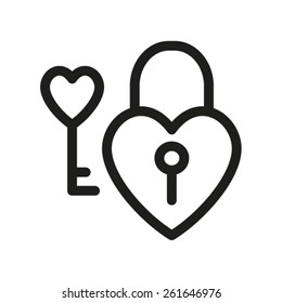 heart lock with key vector icon