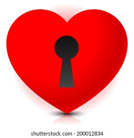 Heart with lock, keyhole.