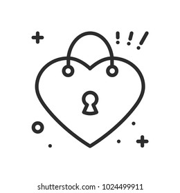 Heart lock line icon. Love sign and symbol. Love, couple, relationship, dating, wedding, holiday, romantic amour tattoo theme. Heart shape