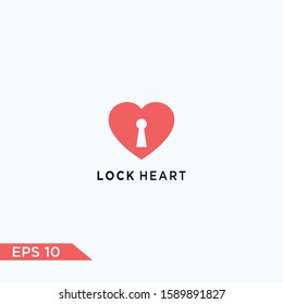 Heart lock logo design. Love security icon vector