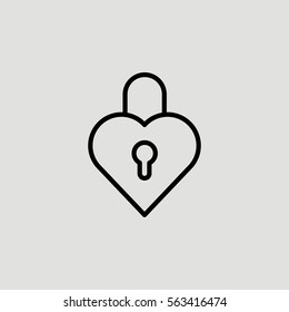 Heart Lock Love Outline Vector Icon