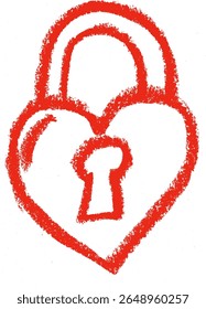 Heart Lock Amor Romance Relacionado Ícone giz de giz de cera Desenho Vetor