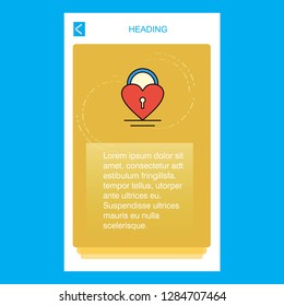 Heart lock mobile vertical banner design design. Vector