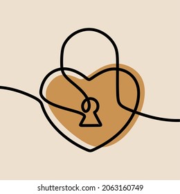 heart lock oneline continuous line art