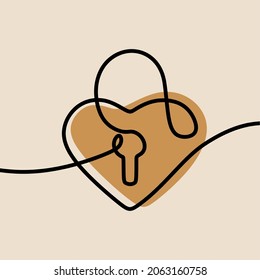 heart lock oneline continuous line art
