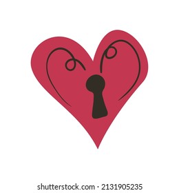 heart with lock over white