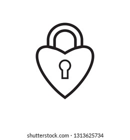 heart lock padlock icon vector