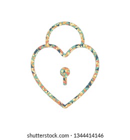 heart lock, padlock. simple silhouette. Colored mosaic with polygons