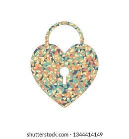 heart lock, padlock. simple silhouette. Colored mosaic with polygons