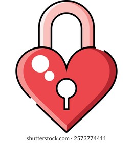 Heart Lock Shape Vector Icon Illustration Isolated