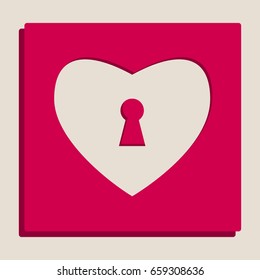 Heart with lock sign. Vector. Grayscale version of Popart-style icon.