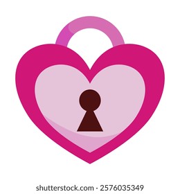 Heart Lock: A symbol of love and commitment, a heart-shaped padlock with a keyhole, rendered in shades of pink.  Perfect for Valentine's Day, romantic themes, and expressing affection. 