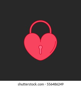 Heart lock symbol sign flat icon on background