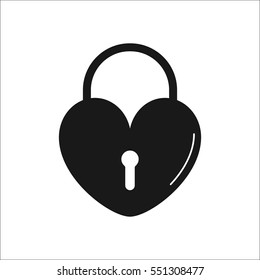 Heart lock symbol sign silhouette icon on background