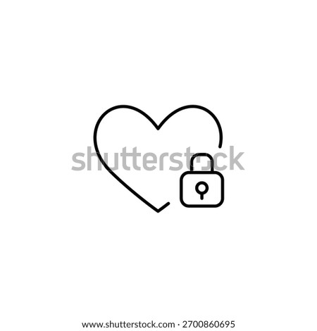 Heart and lock. Trust and safety, private encryption. Secure health data. Pixel perfect, editable stroke vector icon