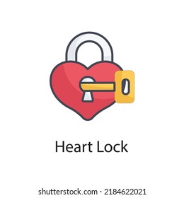 Heart Lock vector Filled Outline Icon Design illustration on White background. EPS 10 File 