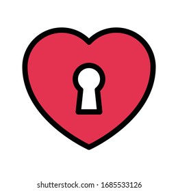 icono de color plano del vector de bloqueo del corazón 