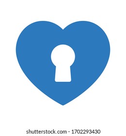 heart lock vector glyph color icon 