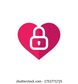 Icono de vector de corazón y bloqueo