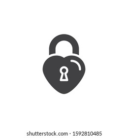 Heart lock vector icon. filled flat sign for mobile concept and web design. Locked heart shaped padlock glyph icon. Symbol, logo illustration. Vector graphics