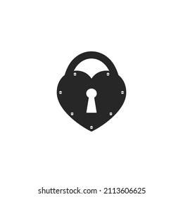 Heart lock vector icon in modern flat