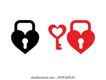 Heart lock vector icon on white background. filled flat sign for mobile concept and web design. Locked heart shaped padlock glyph icon. Symbol, logo illustration. Vector graphics