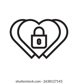 Heart lock vector icon on white background. filled flat sign for mobile concept and web design. Locked heart shaped padlock glyph icon. Symbol, logo illustration. Vector graphics. EPS 10