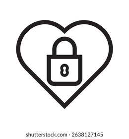 Heart lock vector icon on white background. filled flat sign for mobile concept and web design. Locked heart shaped padlock glyph icon. Symbol, logo illustration. Vector graphics. EPS 10