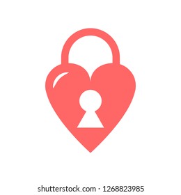 Heart Lock vector icon. Valentine illustration sign. Love symbol or logo.