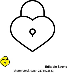 Icono de línea del vector de bloqueo del corazón