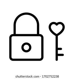 heart lock vector thin line icon 