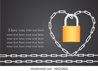 heart locked with chain. Vector illustration