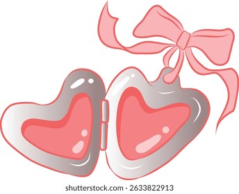 Heart Locket with Bow – Cute Hand Drawn Vector Illustration