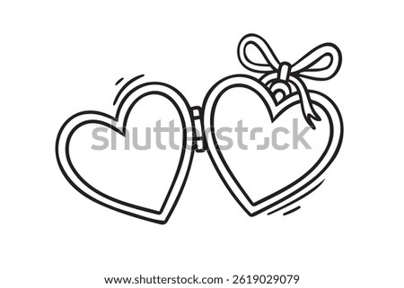 Heart locket icon doodle hand drawn. Outline drawing heart locket line clipart symbol. Vector illustration
