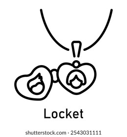 Icono de medallón de corazón en estilo lineal 