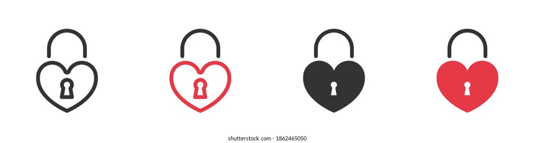 Heart Locks. Padlock concept. Locks set on white background. Vector illustration