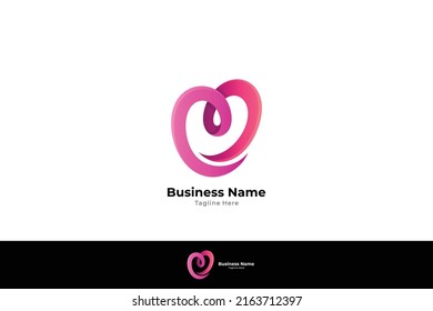 logotipo del corazón. El estilo de diseño 3d es simple, abstracto, orgánico, económico, femenino, joven. bueno para bodas, valentinas, aniversarios, belleza, amor, salud.