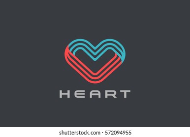 Heart Logo abstract design vector template Linear style.
Valentines day of Love Wedding Logotype concept icon.