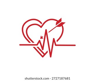 Diseño de Vector de icono de flecha de logotipo de corazón con estilo minimalista moderno y concepto de marca profesional.
