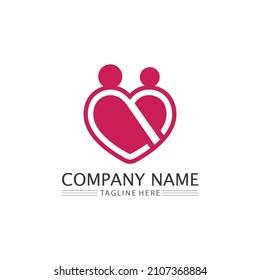 Heart logo and Beauty Love Vector icon illustration design Template symbol