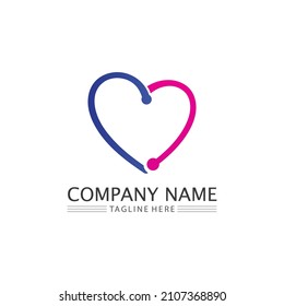 Heart logo and Beauty Love Vector icon illustration design Template symbol
