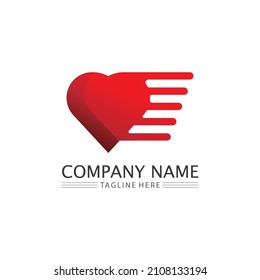 Heart logo and Beauty Love Vector icon valentine and romantic  illustration design Template symbol
