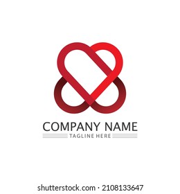 Heart logo and Beauty Love Vector icon valentine and romantic  illustration design Template symbol