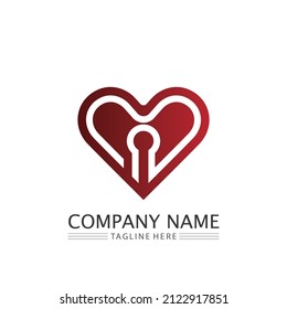 Heart logo and Beauty Love Vector icon valentine and romantic  illustration design Template symbol