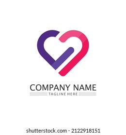 Heart logo and Beauty Love Vector icon valentine and romantic  illustration design Template symbol