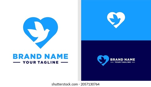 HEART LOGO BIRD NEGATIVE SPACE MODERN EDITABLE