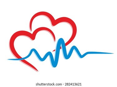 Heart Logo With The Cardiogram.