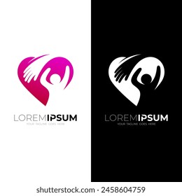 Heart logo with charity design template, community logos